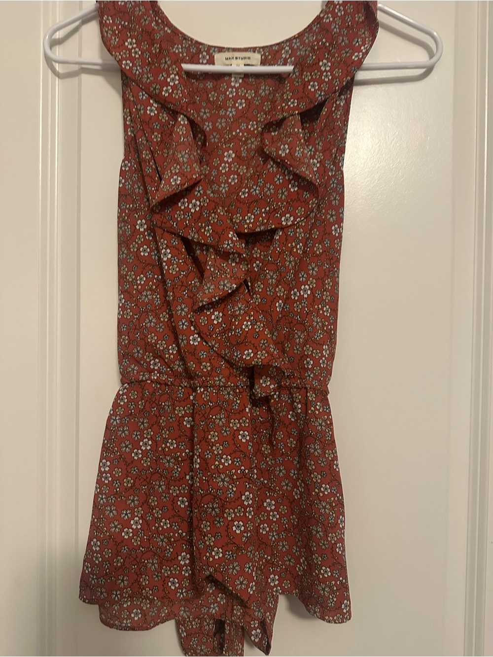 Max Studio Rust Floral Button-Front Top